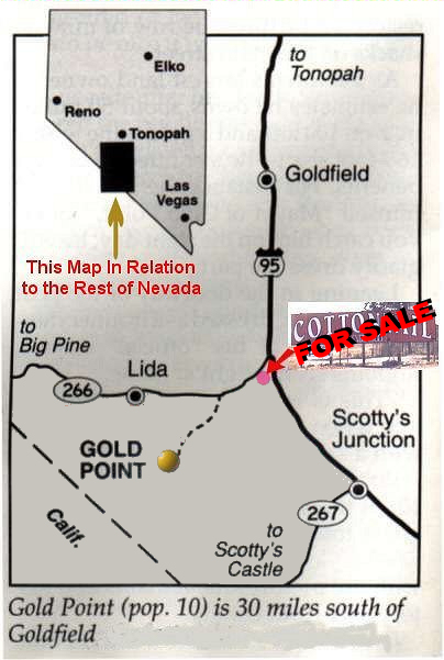 Map To Gold Point - Free Transportation Between Gold Point & the Cottontail Airstrip